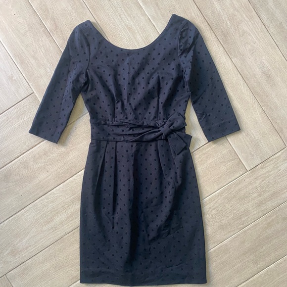 kate spade Dresses & Skirts - Kate Spade ♠️ Classic Black Dot-Textured Sheath Dress with Waist Tie